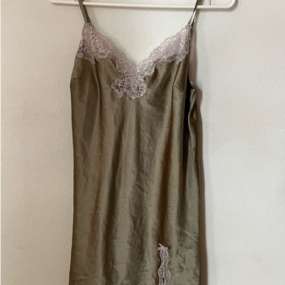 Victoria’s Secret taupe lace edged chemise slip Boho lolita coquette romantic